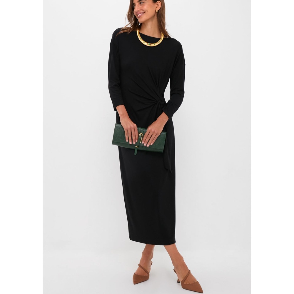 Tuckernuck Side Tie Elspeth Maxi Dress Size M Black Boat Neck Bamboo‎ Jersey